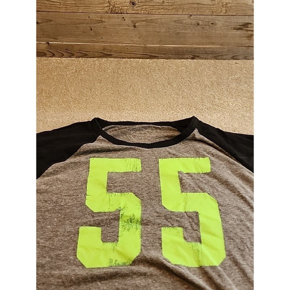 Men’s American Eagle Athletic Fit Shirt Ringer Tee XL 55 Gray Black 3/4Sleeve - Picture 3 of 10